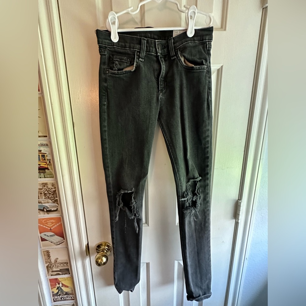 RAG & BONE black distressed skinny jeans